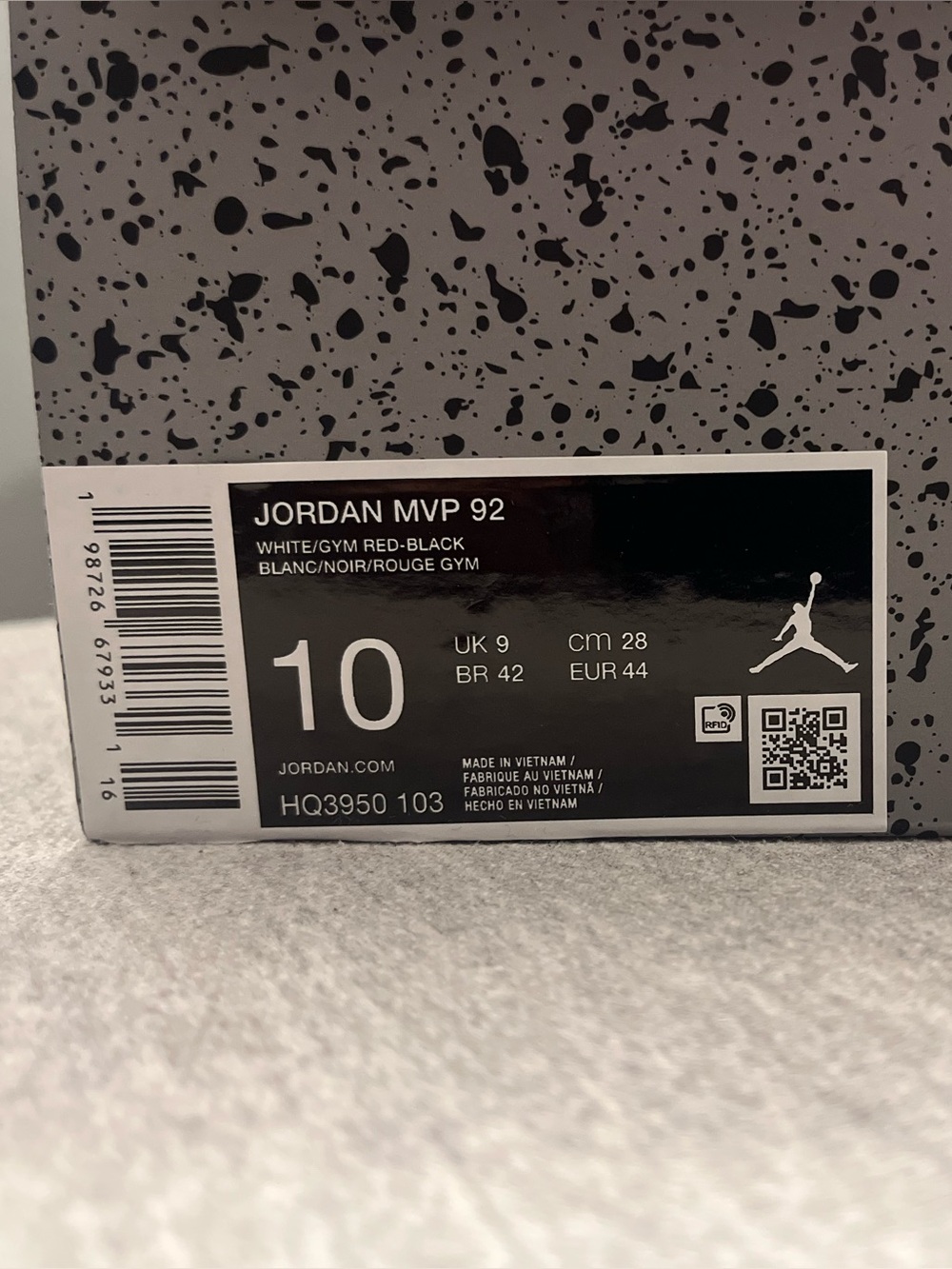 Nike Air Jordan MVP 92 White Black Gym Red Sneakers Men's Size 10 HQ3950-103 - Picture 11 of 12